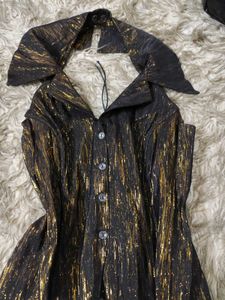 Black and Golden Halter Neck Corset Top