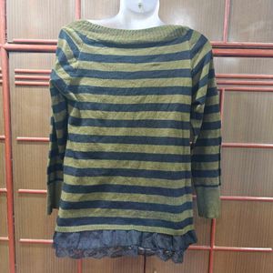 Striped Olive Green Sweater