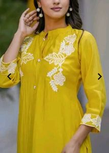 Yellow Embroidered Kurta Set