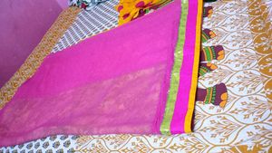 Elegant Pink &amp; Yellow Saree
