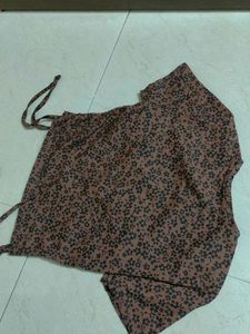 Brown Floral Print Top