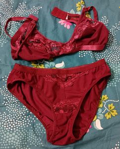 Lingeris | Pack Of 6 (3 Sets) | Black, Maroon And Peach Color Panty- Bra Set