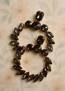 ✨ Statement Black Crystal Hoop Earrings ✨