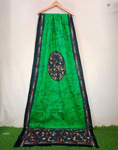 Elegant Batik Dupatta with kantha work