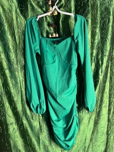 Green Ruched Mini Dress