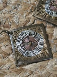 Vintage Copper And Silver Cobweb Earrings