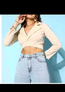 Beige waist wrap top