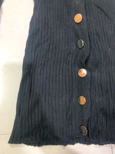 Black Button-Down Dress - Size S