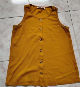 Mustard Button-Down Tank Top