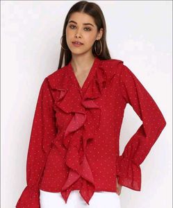 Red Ruffle Blouse