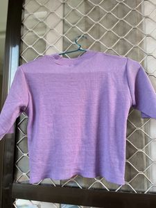 Lavender Rib Knit Crop Top