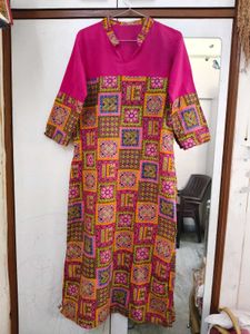 Multicolored Collared Kurta With Chudidar Payjam
