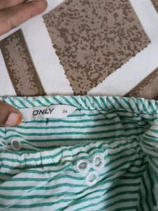 Striped Green off shoulder Crop Top