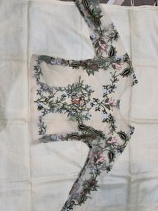 Floral Embroidered Sheer Top