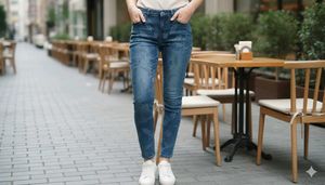 Leaf Print Denim Jeans