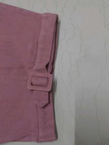 Pink Belted Mini Skirt
