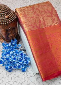 Orange Banarasi Silk Saree