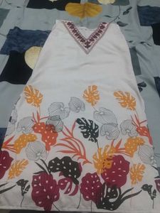 V Neck Sleeveless Straight Kurti