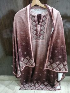 Ethnic Brown Printed Winter Kurta Set