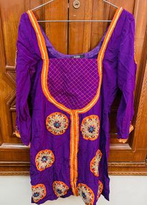 Purple Embroidered Kurti
