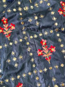 Navy &amp; Red Lehenga Set