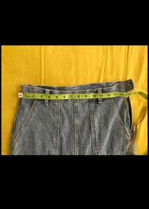 Highwaisted Denim Skirt with Slits (Waist- 30)