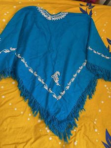 Embroidered Blue kashimiri shrug shawl