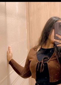 Brown Tie-Front Cardigan