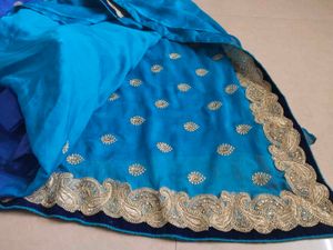 Blue Embroidered Saree &amp; Blouse