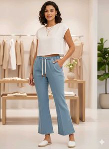 Blue Flare Leg Pants