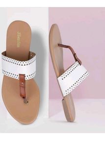 White &amp; Brown Thong Sandals