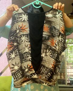 Wrap Style Patterned Woven Mesh Top
