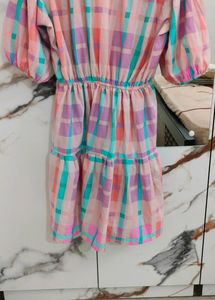 One piece pink And Blue Flared Dress