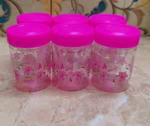 Pink Floral Jars (Set of 6)