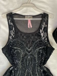 Black Beaded And Sequence Top