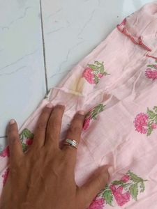 Peach Floral Anarkali Kurti