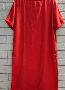 KAZO Orange Longline Side-Slit Tunic