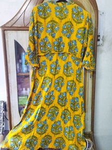 A line  Mustered Sky Blue Booti Print Kurta