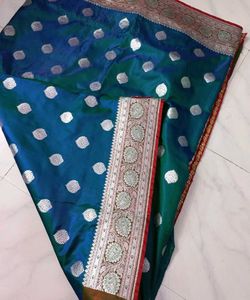 Elegant peacock colour Silk Saree