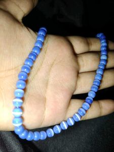 Gems Blue Stone Beads Necklace Single Line
