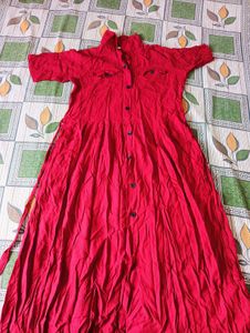 Red Short Sleeve One Piece With Join Belt
