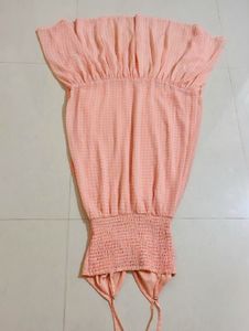 Peach Gingham Maxi Dress