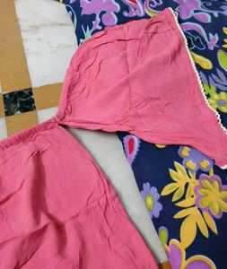 Pink Crochet Detail Off-Shoulder Top