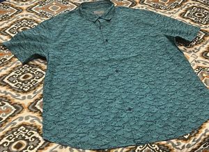 Marks & Spencer Fish Printed Sea Green Shirt