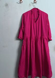 Pink Casual Kurti With Flare