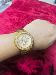 Authentic Fossil Rose Gold-Tone Crystal Accent Wat