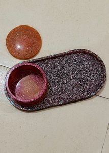 resin  Oval tray with box to organize jewelr