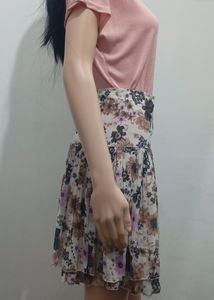 Peach Top &amp; Floral Skirt