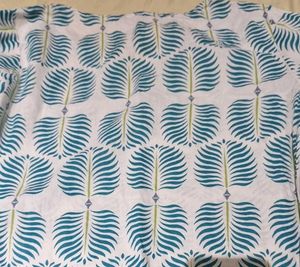 V Neck Leaf Print White Cotton Kurta