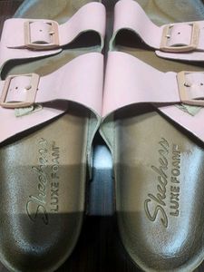 Pink Skechers Sandals luxe foam